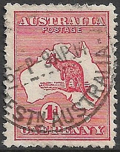 FIRST WMK Kangaroo 1d Scarlet sg2cw INVERTED WMK fine used cds Seldom seen! - Picture 1 of 2