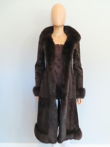 Cappotto pelliccia VALENTINO marrone zibellino e coda larga taglia 40 US 4