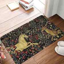 Art Bedroom Mat Medieval Unicorn Midnight Floral Tapestry Doormat Kitchen Carpet