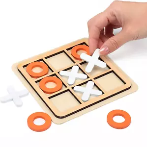 Holz Brett Tic Tac Toe Spiel XO Tischspielzeug Klassisch Familie Kinder Puzzlespiel - Bild 1 von 12
