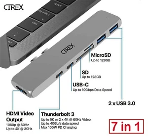 7 in 1 USB-C Type C HD Output 4K HDMI USB 3.0 Adapter HUB For MacBook Pro Cirex - Picture 1 of 10