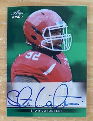 Star Lotulelei 2013 Leaf Draft Auto, #BA-SL1, Green, #1/10, Utes, Panthers Bills - Image 1 of 3