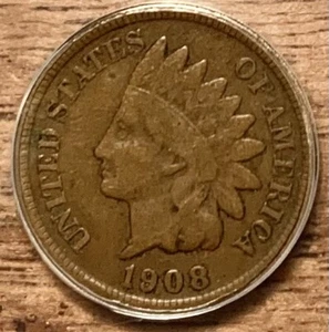 1908S INDIAN HEAD CENT ANACS FINE 12 ORIGINAL AND CHOCOLATE BROWN - Picture 1 of 5