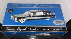 1/18 Precision Sunset Coach 1959 Cadillac Crown Royale Landau Hearse Car Nero - Foto 1 di 15