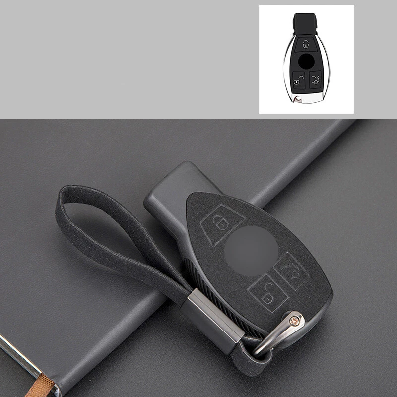 Funda con llavero inteligente de cuero gamuza para automóvil para Mercedes-Benz Clase A B C Foto 1 de 4