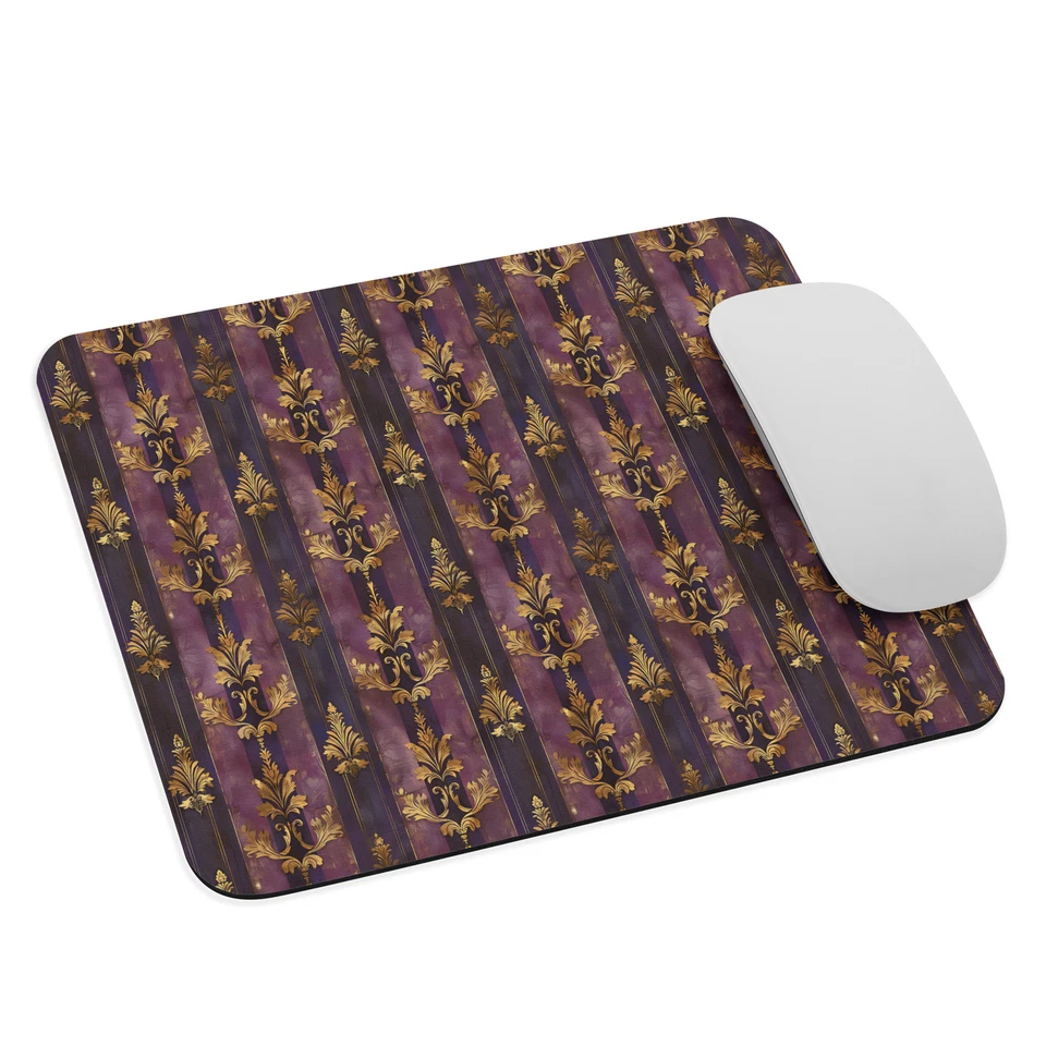 Purple and Gold Striped Mouse Pad Elegant Desk Accessories New - Image 1 of 1