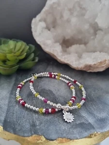 Inka 925 Sterling Silver stretch beaded Stacking Bracelet Set - Picture 1 of 5