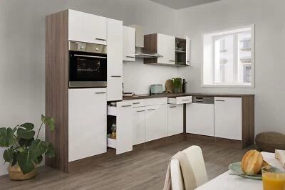 Küche Küchenzeile  Winkelküche Eiche York Weiß Oliver 310 x 172 cm Respekta - Bild 1 von 4