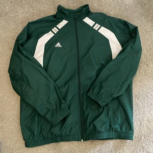 Vintage Team Performance Adidas Mens XL Windbreaker Track Jacket Green Full Zip - Picture 1 of 10