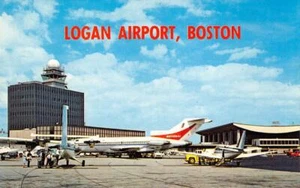 LOGAN INTERNATIONAL AIRPORT Boston, MA Airplanes c1960s Vintage Postcard - Picture 1 of 2