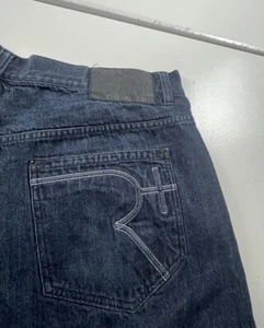 RocaWear Jean Shorts Men Size 42 Y2K Hip Hop Embroidered Logo Blue Denim - Picture 1 of 14