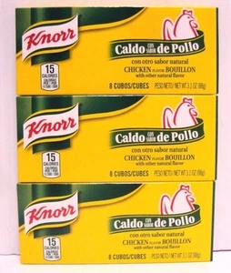 Pk 3 Knorr 8 Bouillon Cube-Sabor Pollo 3.1 oz/pk-Total 24 Cube Caldo de Pollo - Imagen 1 de 6