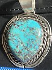 Vintage Navajo Native American Turquoise Pendant Handmade Signed By Artist