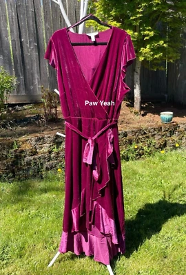 Vestido maxi de terciopelo Addition Elle con dobladillo en capas en Boysenberry Talla 4X NWT Foto 1 de 4
