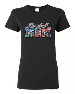 Colorful Baseball Mom Mothers Day Women Graphic Shirt - Picture 1 of 18