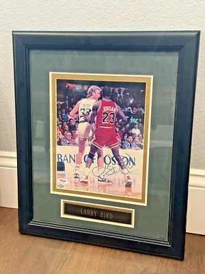 Larry Bird and Michael Jordan Game Photo - Signed by Larry Bird, PSA/DNA Cert - Image 1 of 4