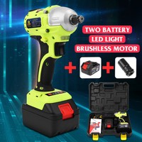 36V 1/2'' Brushless Cordless Impact Wrench 2 Speed Power Tool + 2 Li-ion Battery