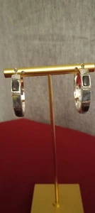 Monet Silver Tone Hoop Earrings With Stones - Picture 1 of 12
