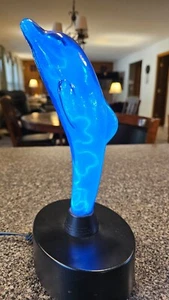 VTG 12" LumiSource Electra Blue Glass DOLPHIN PLASMA Lightning LAMP Light WORKS! - Picture 1 of 19