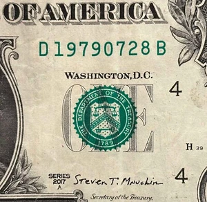 $1 Birthday Note - July 28, 1979 - Fancy Serial Number / 2017 A / D 1979-07-28 B - Picture 1 of 8