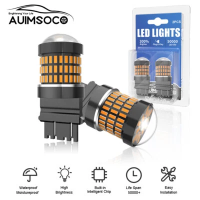 2x 3157 3156 LED luz de señal de giro amarillo ámbar bombillas para Dodge Challenger 08-14 Foto 1 de 4