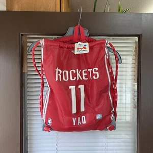 Vintage HOUSTON ROCKETS #11 Yao Ming RED DRAWSTRING BACKPACK Bag Vtg Jersey - Picture 1 of 8