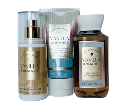 Bath & Body Works Vanilla Romance Travel Set Fragrance Mist Lotion Shower Gel - Image 1 of 2