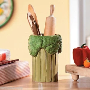 Utensilio verde vegetal brócoli soporte de barro organizador de cocina vegetal decoración - Imagen 1 de 1