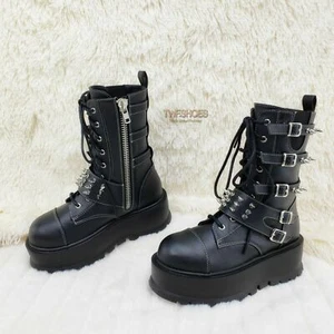 Botas al tobillo Slacker 165 negras mate con cordones góticas NY DEMONIA - Imagen 1 de 12
