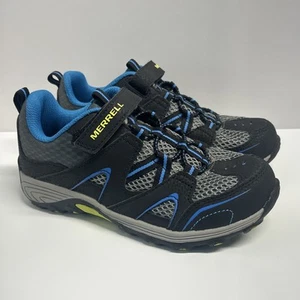 Merrell Boys Sz 1 Hiking Shoes Trail Chaser Outdoors Mountain Camping Black Blue - Picture 1 of 13