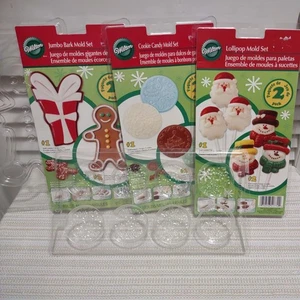 Wilton Christmas Candy Jumbo Bark Molds Gift Gingerbread Men Santa Coins - Picture 1 of 7