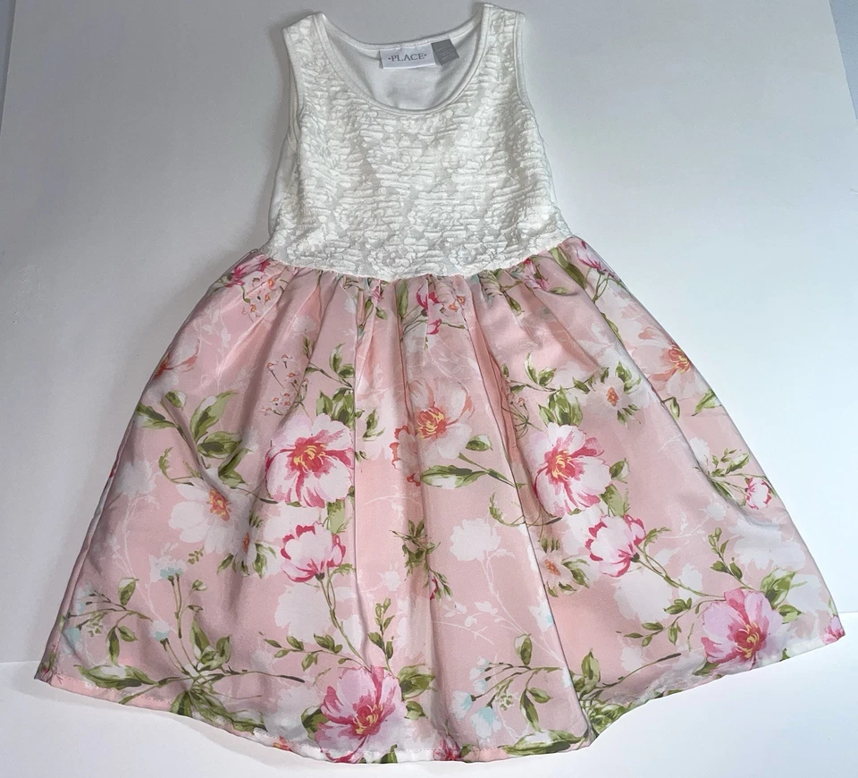 Children's Place Girls' Dress Size 4, Pink/White - Image 1 of 4