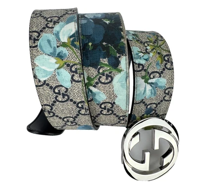 Auténtico bolso Gucci plateado GG azul Supreme Blooms floral 90 cm 36 pulgadas pasarela Foto 1 de 4