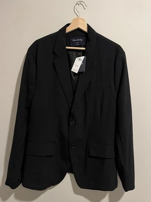 Abercrombie & Fitch Traveler Blazer Mens Large Black 2 Button Stretch New/Tags - Image 1 of 4