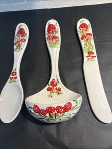 3 Vintage Pilz Keramik Wand Utensilien Behänge - Bild 1 von 10