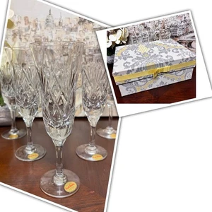 Royal Brierley geriffeltes Champaigne Glas 6 Set eingestellte Glaswaren in der Box. - Bild 1 von 19