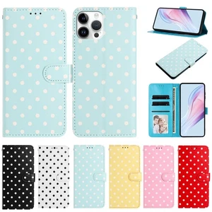 Flip Dot Leather Wallet Phone Case for iPhone 17 16 15 12 11 13 14 Pro Max 7 8 - Picture 1 of 29