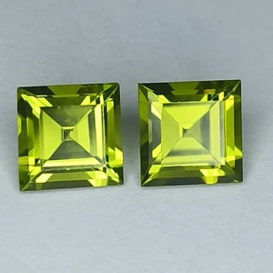  NATURAL 3.37Cts BEAUTIFUL  PAKISTAN PERIDOT PRINCESS CUT PAIR . - Picture 1 of 6