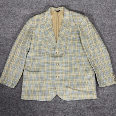 Vintage Gap Blazer Mens XL Green Linen Plaid Jacket Preppy Casual 90s Old Money - Image 1 of 4