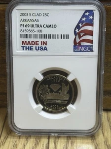 2003-S 25C Proof Arkansas Quarter NGC PF69 Ultra Cameo - Picture 1 of 2
