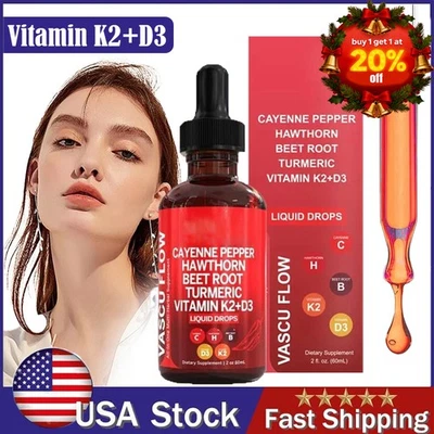 Cayena Pimienta Espino Remolacha Raíz Cúrcuma Vitamina K2+D3 Gotas Líquidas 60ML Foto 1 de 4