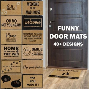 Doormat Funny Front Door Entrance Mat Hall Rug Indoor Outdoor Coir Non Slip Matt - Picture 1 of 56