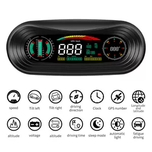 GPS Speedometer Slope Meter HUD Gauge Inclinometer Indicator MPH Car Compass  - Bild 1 von 12