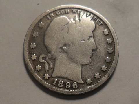1896-P NICE "BETTER DATE" BARBER 90% SILVER QUARTER LOW MINTAGE 3,874,762! Cover
