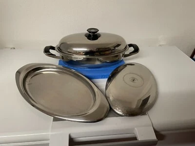 AMC Topf ovaler Bräter 3,1L - 2 AMC Deckel hoch flach - Schale - Spargeltopf - Bild 1 von 4