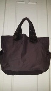 GAP CANVAS TOTE W/ SEQUINED  HANDLES/POCKETS BROWN - Picture 1 of 8