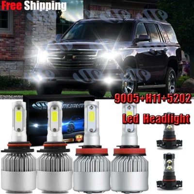 Fit For 2007-14 Tahoe Suburban Xenon White LED 9005+H11 High/Low+Fog Light Bulb - Image 1 of 4