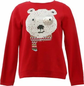 GIRL'S XL Holiday Lands' End SWEATSHIRT Polar Bear - Picture 1 of 4