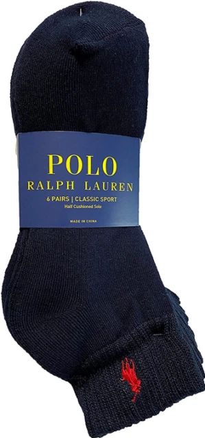 Polo Ralph Lauren Cushioned Men's Socks - 6-Pair - Blue Navy