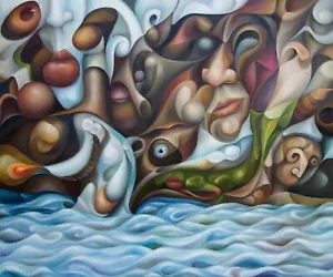 River 2024 (oil on canvas by Alex Lavrov) 24"x20" surrealism, symbolism - Picture 1 of 6